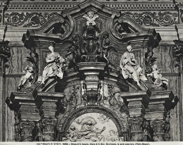 Alinari, Fratelli — Roma - Chiesa di S. Ignazio. Altare di S. Giov. Berghmans, la parte superiore. (Pietro Bracci) — insieme